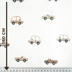 100% Baumwolle Autos beige-braun auf weißem Hintergrund