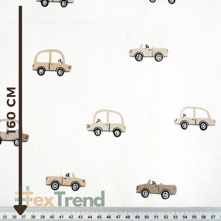 100% Baumwolle Autos beige-braun auf weißem Hintergrund