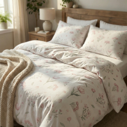 100% Baumwolle mit pastellfarbenen Blumen und Salbeiblättern