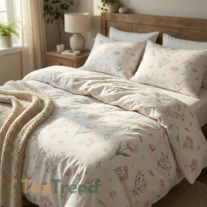 100% Baumwolle mit pastellfarbenen Blumen und Salbeiblättern