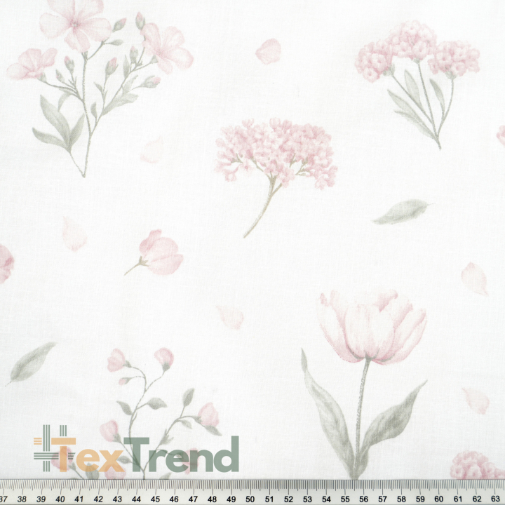 100% Baumwolle mit pastellfarbenen Blumen und Salbeiblättern