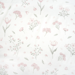 100% Baumwolle mit pastellfarbenen Blumen und Salbeiblättern