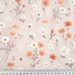 100% Baumwolle mit Wildblumen-Mix auf beigem Hintergrund