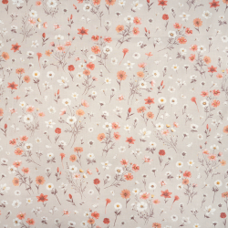 100% Baumwolle mit Wildblumen-Mix auf beigem Hintergrund