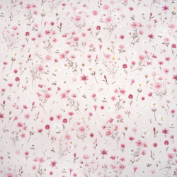 100% Baumwolle mit Wildblumen-Mix auf rosa Hintergrund