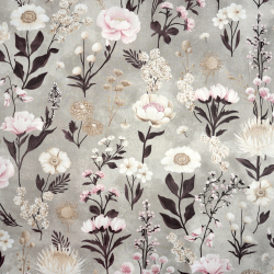 100% Baumwolle Blumen Garten auf beigem Hintergrund