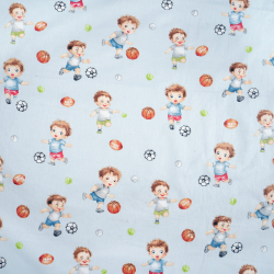 100% Baumwolle Fußballer auf blauem Hintergrund