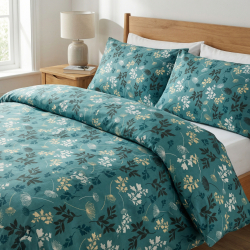 100% Baumwolle Ecru-Braune Blätter auf Salbeihintergrund