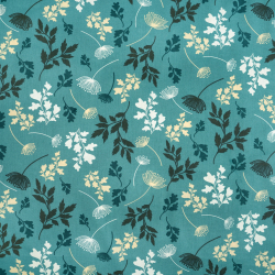 100% Baumwolle Ecru-Braune Blätter auf Salbeihintergrund