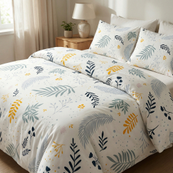 100% Baumwolle mit gelben Salbeiblättern und -zweigen auf weißem Hintergrund