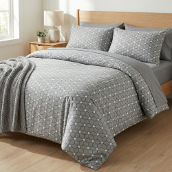 100% Baumwolle geometrisches Muster Würfel auf grauem Hintergrund