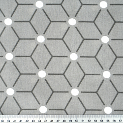 100% Baumwolle geometrisches Muster Würfel auf grauem Hintergrund