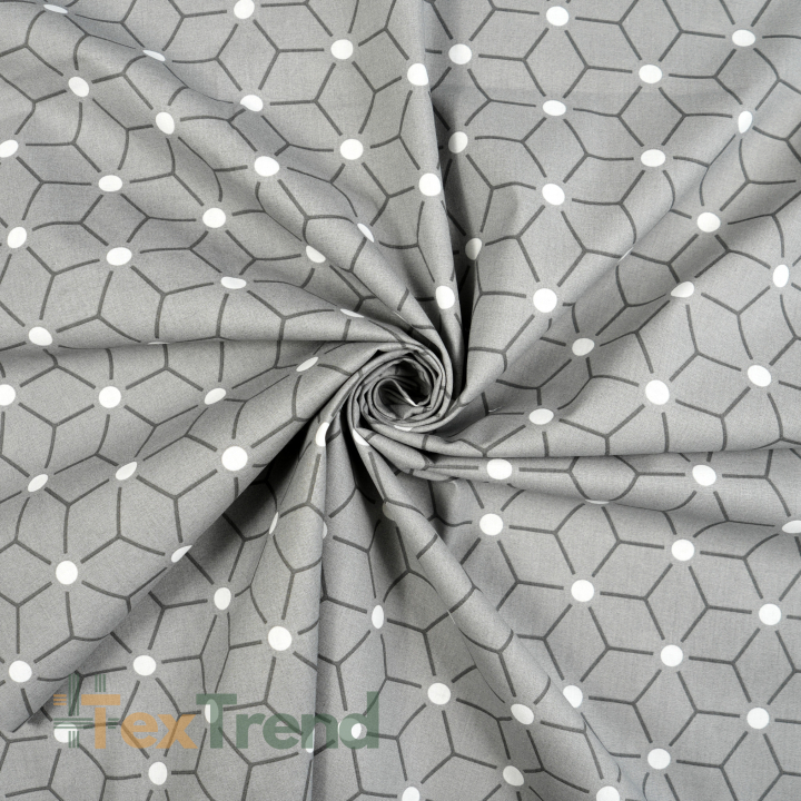 100% Baumwolle geometrisches Muster Würfel auf grauem Hintergrund