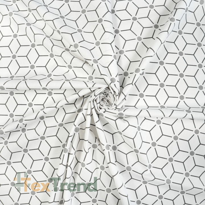100% Baumwolle geometrisches Muster Würfel auf weißem Hintergrund
