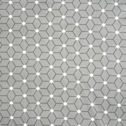 100% Baumwolle geometrisches Muster Würfel auf grauem Hintergrund