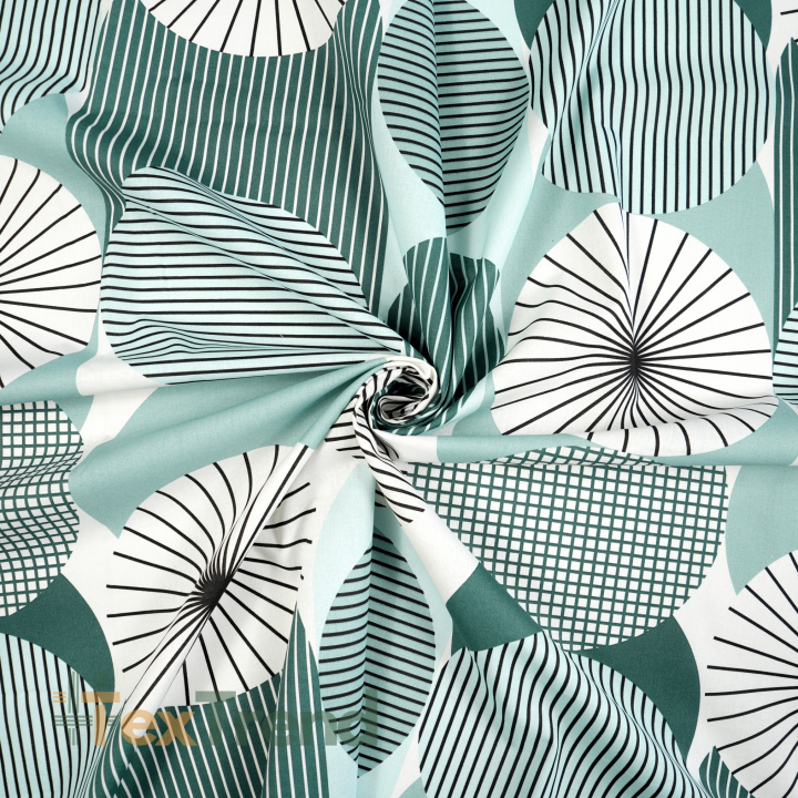 100% Baumwolle geometrisches Muster Salbeigrün