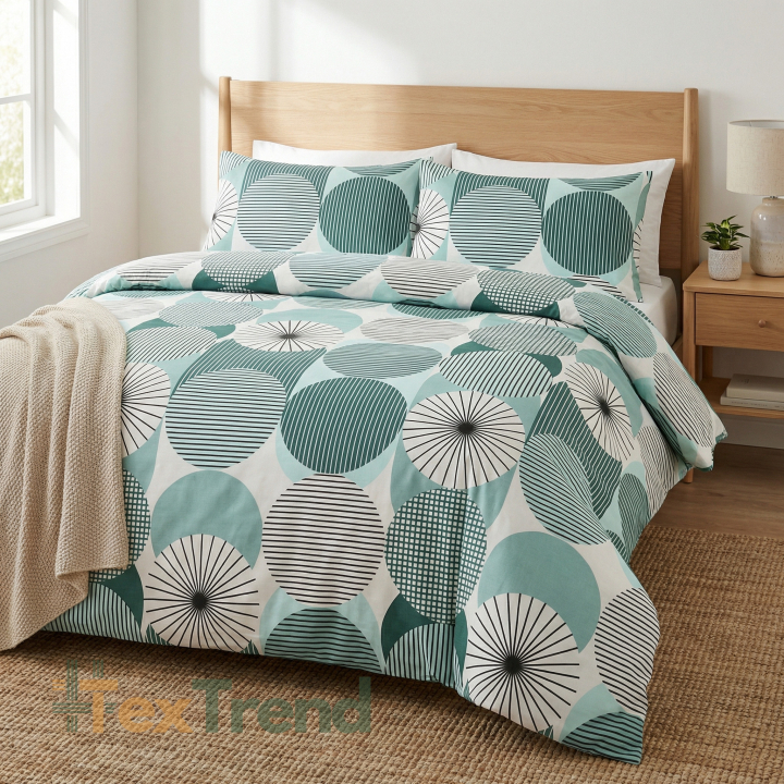 100% Baumwolle geometrisches Muster Salbeigrün