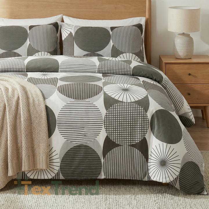 100% Baumwolle geometrisches Muster braun