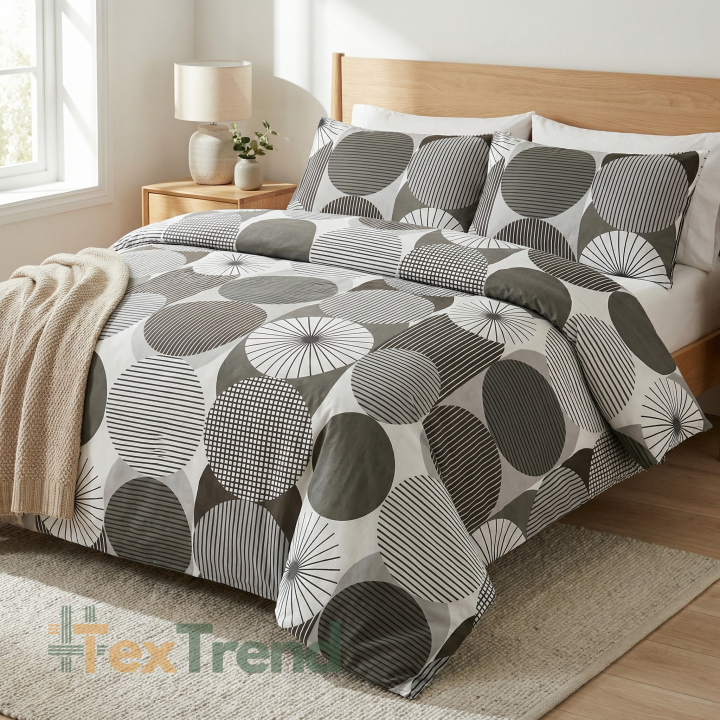 100% Baumwolle geometrisches Muster braun