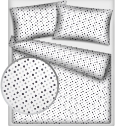 Baumwolle 100% Punkte 23mm doppelt grau auf weißem Hintergrund  