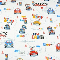 Flanell Bären Rennfahrer auf weißem Hintergrund  