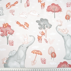 Baumwolle 100% große Elefanten auf rosa Hintergrund  