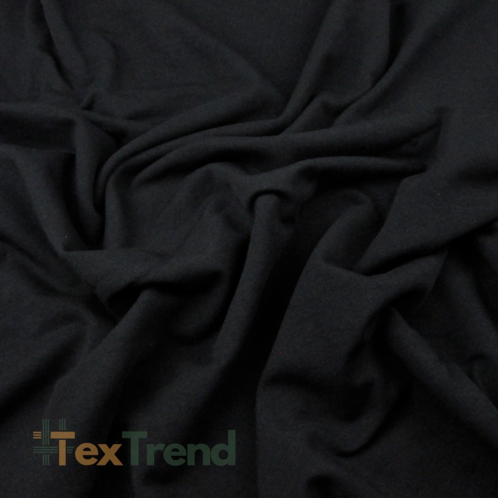 Baumwoll French Terry Stoff- einfarbig schwarz - 280g