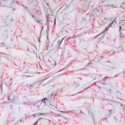Baumwoll French Terry Stoff digitaldruck - rosa-lila Rosen