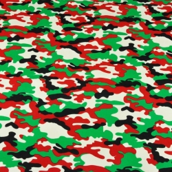 Baumwoll French Terry Stoff - Camouflage grün-rot-schwarz