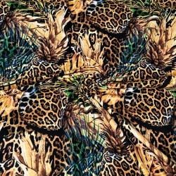 Baumwoll French Terry Stoff - Ananas im Leopardenmuster