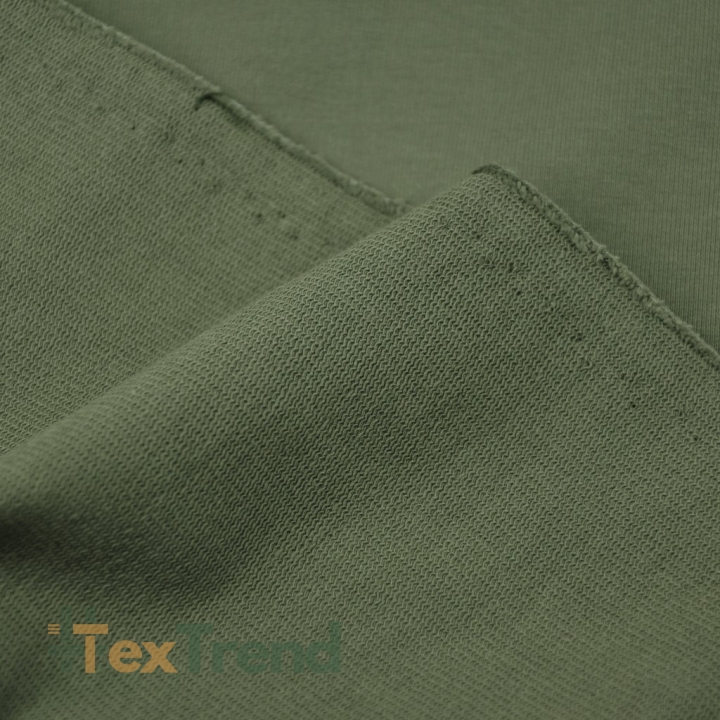 Baumwoll French Terry Stoff - einfarbig khaki - 280g
