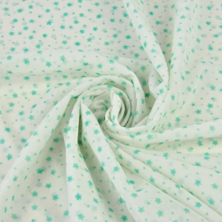 Polyamid Stoff (Nylonstoff) – leicht und strapazierfähig - mintfarbene Sterne auf weißem Hintergrund