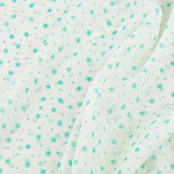 Polyamid Stoff (Nylonstoff) – leicht und strapazierfähig - mintfarbene Sterne auf weißem Hintergrund