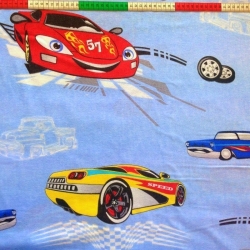 Flanellstoff / Baumwollflanell – weich – Autos auf blauem Hintergrund