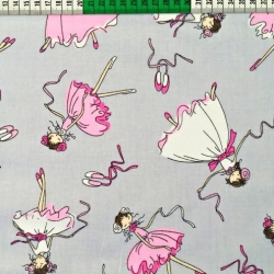 Flanellstoff / Baumwollflanell – weich – Balletttänzerinnen auf grauem Hintergrund