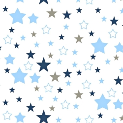 Flanellstoff / Baumwollflanell – weich – Sternbild blau marineblau grau auf weißem Hintergrund