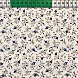 Flanellstoff / Baumwollflanell – weich – Wiese marineblau auf ecrufarbenem Hintergrund