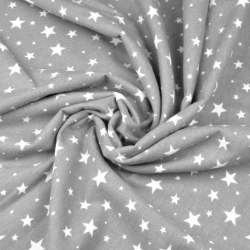 Flanellstoff / Baumwollflanell – weich – Sterne weiß auf grauem Hintergrund