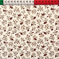 Flanellstoff / Baumwollflanell – weich –Wiese burgunder auf ecrufarbenem Hintergrund