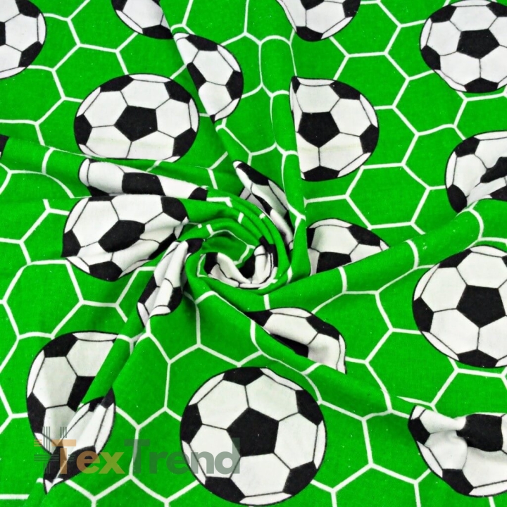 Flanellstoff / Baumwollflanell – weich – Fußball grün