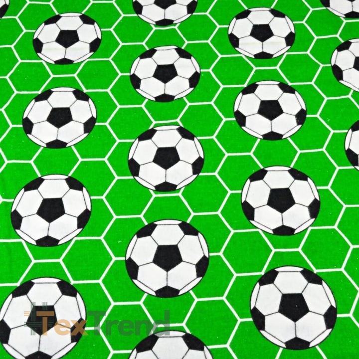 Flanellstoff / Baumwollflanell – weich – Fußball grün