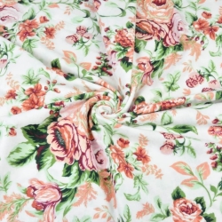 Flanellstoff / Baumwollflanell – weich – Zigeunerröschen auf weißem Hintergrund