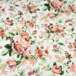 Flanellstoff / Baumwollflanell – weich – Zigeunerröschen auf weißem Hintergrund