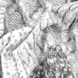 Flanellstoff / Baumwollflanell – weich –in Patchwork weiß-grau gestrickt