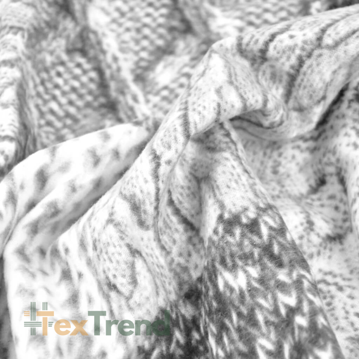 Flanellstoff / Baumwollflanell – weich –in Patchwork weiß-grau gestrickt