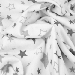 Flanellstoff / Baumwollflanell – weich – Sternbild grau auf weiß