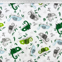 Flanellstoff / Baumwollflanell – weich – Chamäleons grün-blau