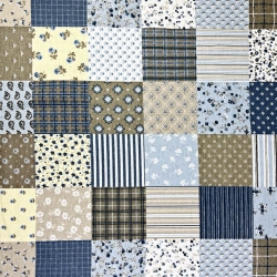 Flanellstoff / Baumwollflanell – weich – Patchwork Blumen blau-beige