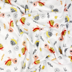 Flanellstoff / Baumwollflanell – weich – Schildkröten aprikosen-grau