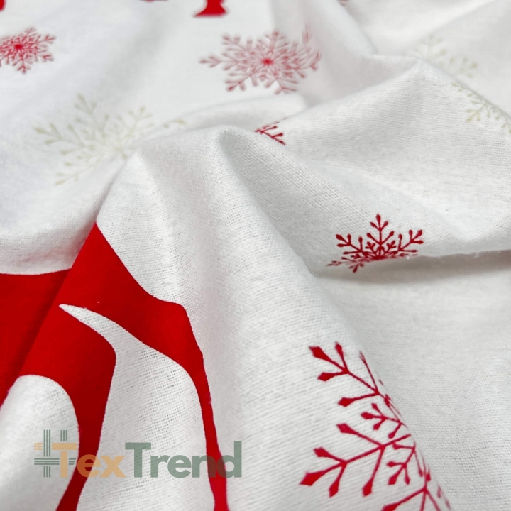 Flanellstoff / Baumwollflanell – weich – nicht gekratzt Weihnachtsmuster Rentiere mit grün-rotem Karomuster